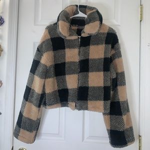 Buffalo plaid winter teddy coat from SHEIN